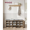 Shoe Storage Bench – Wood – Natural – 15 Open Compartments with Cushion
