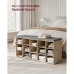 Shoe Storage Bench – Wood – Natural – 15 Open Compartments with Cushion