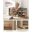 Shoe Storage Bench – Wood – Natural – 15 Open Compartments with Cushion