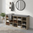 Shoe Bench – Wood – Natural Finish – Padded Seat with 15 Compartment Storage