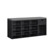 Shoe Storage Bench – Wood – Ebony Black and Slate Grey – Padded Seat with Drawer and Open Compartments