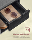 Shoe Storage Bench – Wood – Ebony Black and Slate Grey – Padded Seat with Drawer and Open Compartments