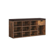 Shoe Storage Bench – Wood – White – Padded Seat with Drawer and Open Compartments