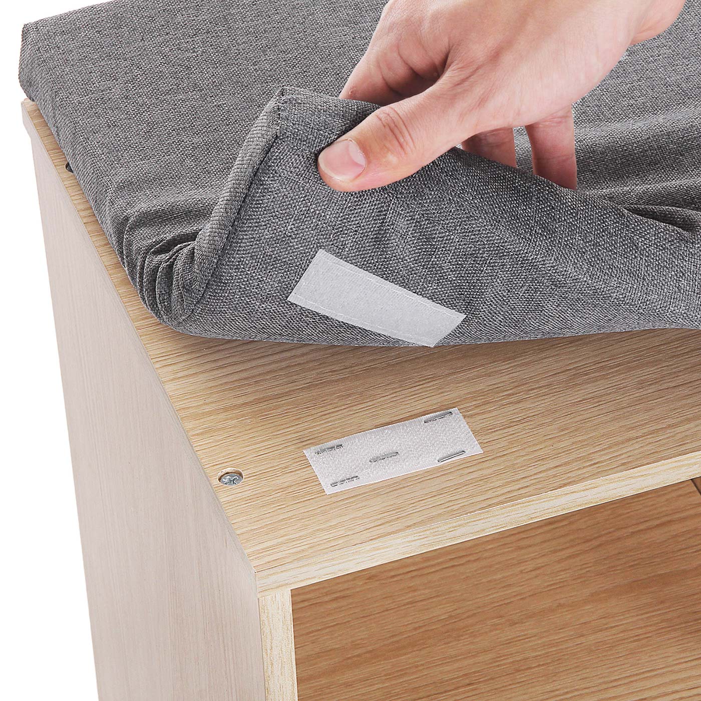 Shoe Bench – Wooden – White – 10 Compartments with Seat Cushion