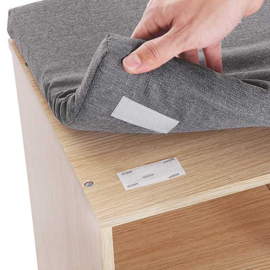 Shoe Bench – Wooden – White – 10 Compartments with Seat Cushion