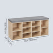 Entryway Storage Bench – Wood – Oak – 10-Compartment Shoe Organizer with Cushion