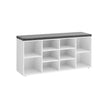Shoe Bench – Wooden – White – With Seat Cushion and Storage Cabinet