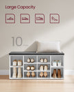 Shoe Bench – Wooden – White – With Seat Cushion and Storage Cabinet