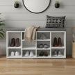 Entryway Storage Bench – Wooden – White – 10-Compartment Shoe Organizer with Cushion