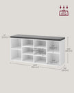 Shoe Bench – Wooden – White – With Seat Cushion and Storage Cabinet