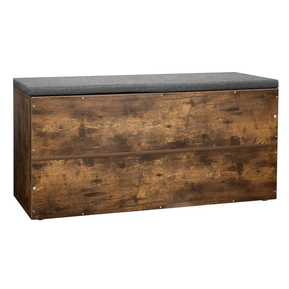 Shoe Bench – Wooden – Rustic Brown and Grey – 10 Compartments with Cushion