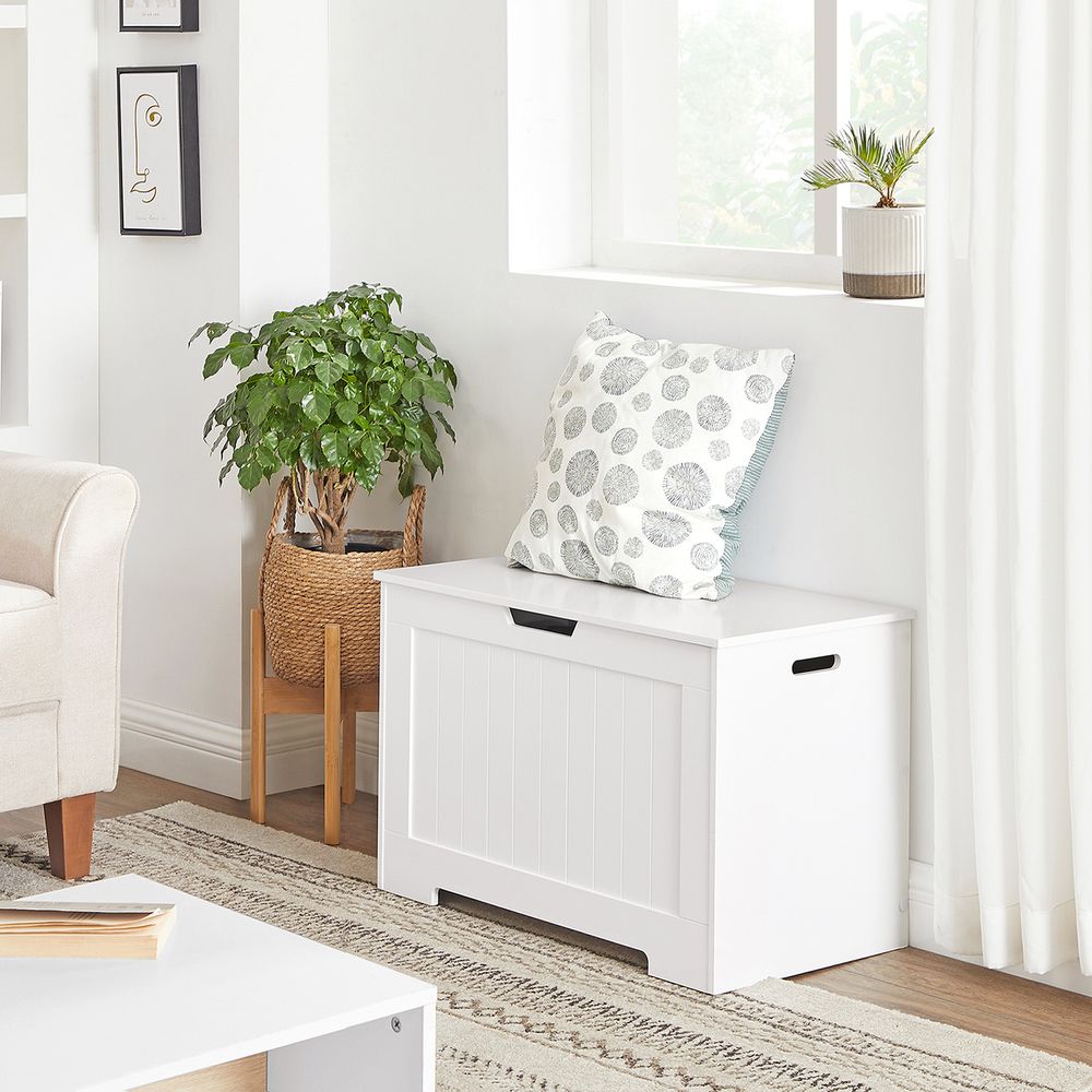 Storage Bench – MDF – White – Large Capacity for Shoes and Toys