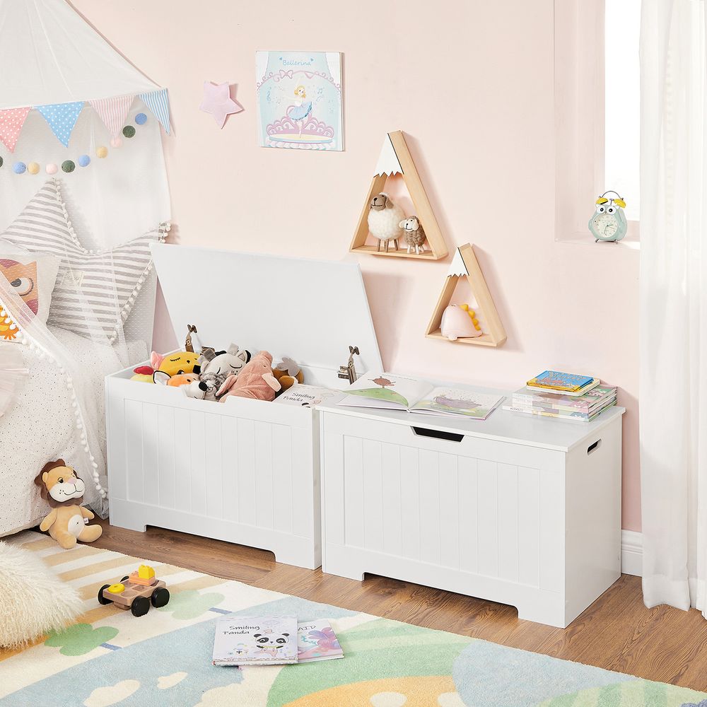 Storage Bench – MDF – White – Large Capacity for Shoes and Toys