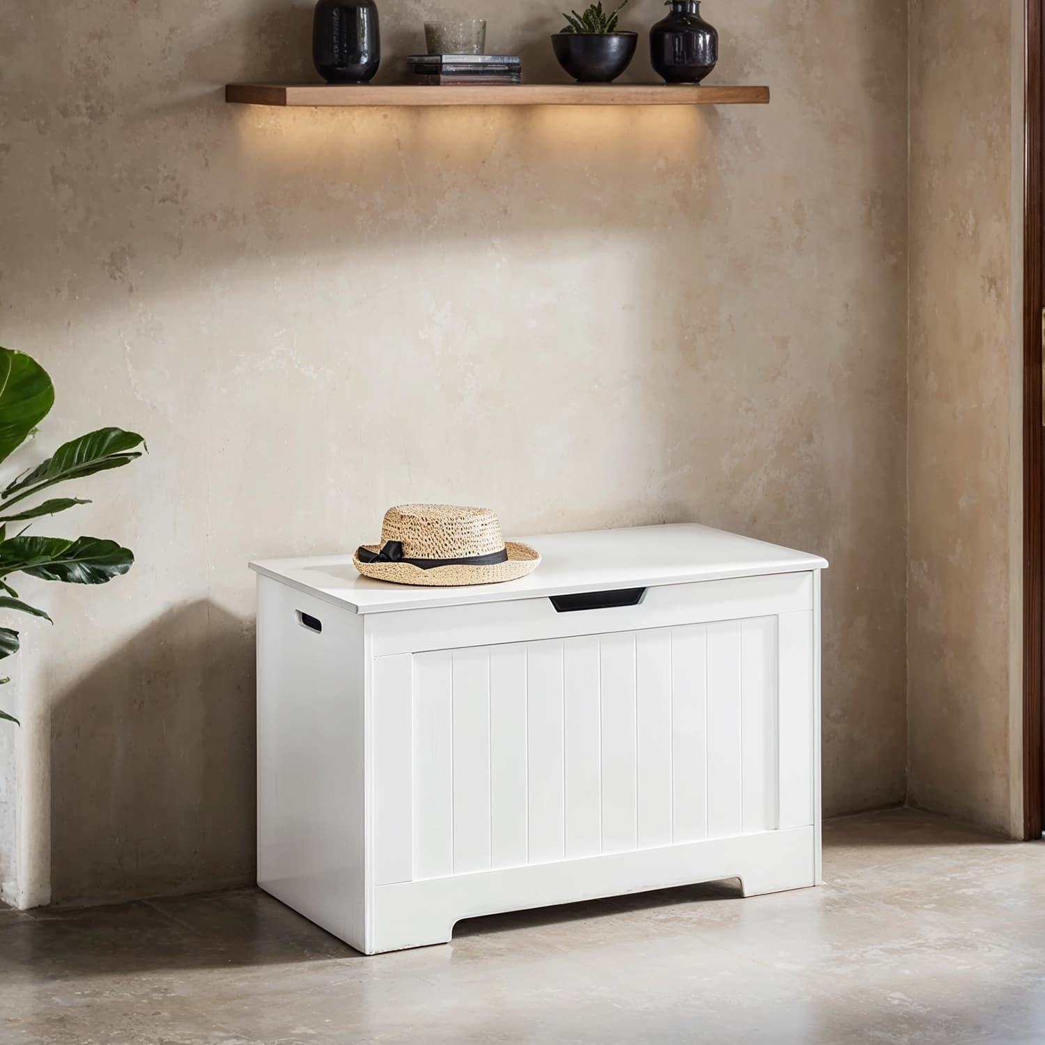 Entryway Storage Cabinet – MDF – White – Multi-functional Shoe Bench and Toy Box