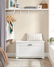 Shoe Bench – Wood – Cloud White – Adjustable Interior Divider and Folding Door