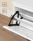 Shoe Bench – Wood – Cloud White – Adjustable Interior Divider and Folding Door