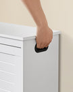 Shoe Bench – Wood – Cloud White – Adjustable Interior Divider and Folding Door
