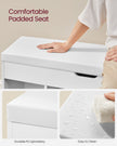 Storage Bench – Wood – White – Padded Seat with Hidden Chest and 2 Shelves