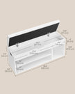 Storage Bench – Wood – White – Padded Seat with Hidden Chest and 2 Shelves