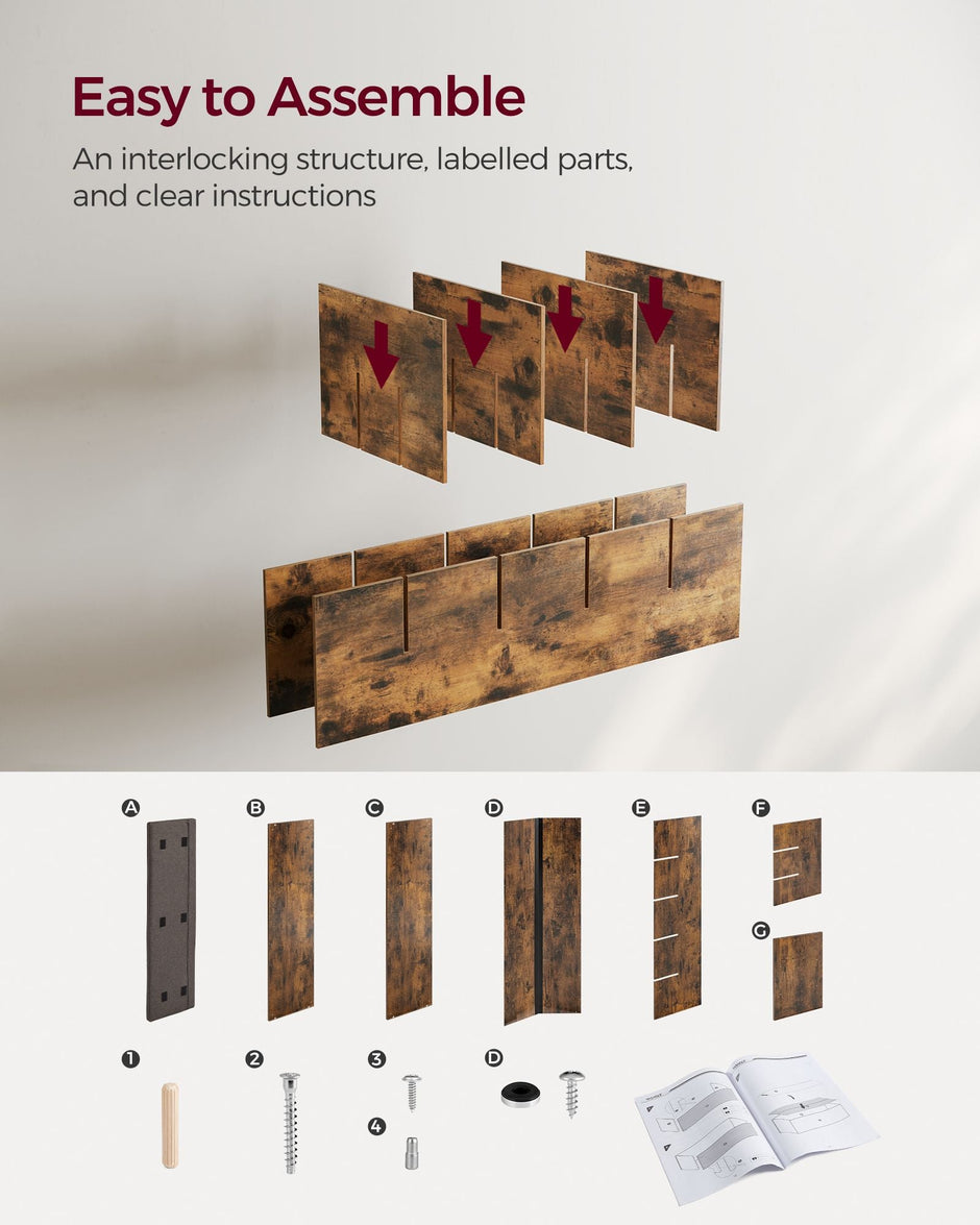 Shoe Rack Bench – Engineered Wood – Rustic and Caramel Brown – 15 Open Storage Compartments with Cushion