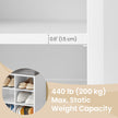 Entryway Storage Bench – Upholstered Fabric – White and Grey – 15 Open Compartments