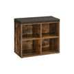 Shoe Storage Bench – Engineered Wood – Rustic Brown – Padded Seat with 4 Compartments and 2 Adjustable Shelves