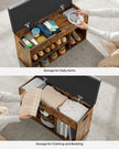 Shoe Bench – Wood – White – 3 Compartments with Storage Seat and Hidden Chest