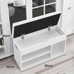Shoe Storage Bench – Wood – White and Grey – Padded Seat with 3 Compartments