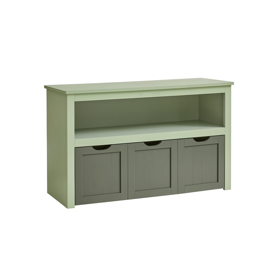 Toy Storage – Wood – Laurel Green – Mobile Unit with 3 Drawers
