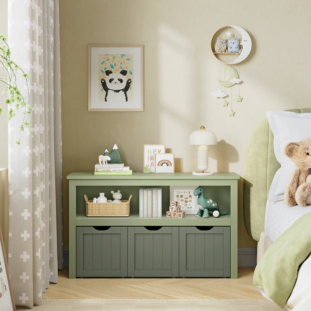 Toy Storage – Wood – Laurel Green – Mobile Unit with 3 Drawers