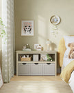 Toy Storage Unit – Engineered Wood – Sand Beige – Mobile Design with 3 Drawers