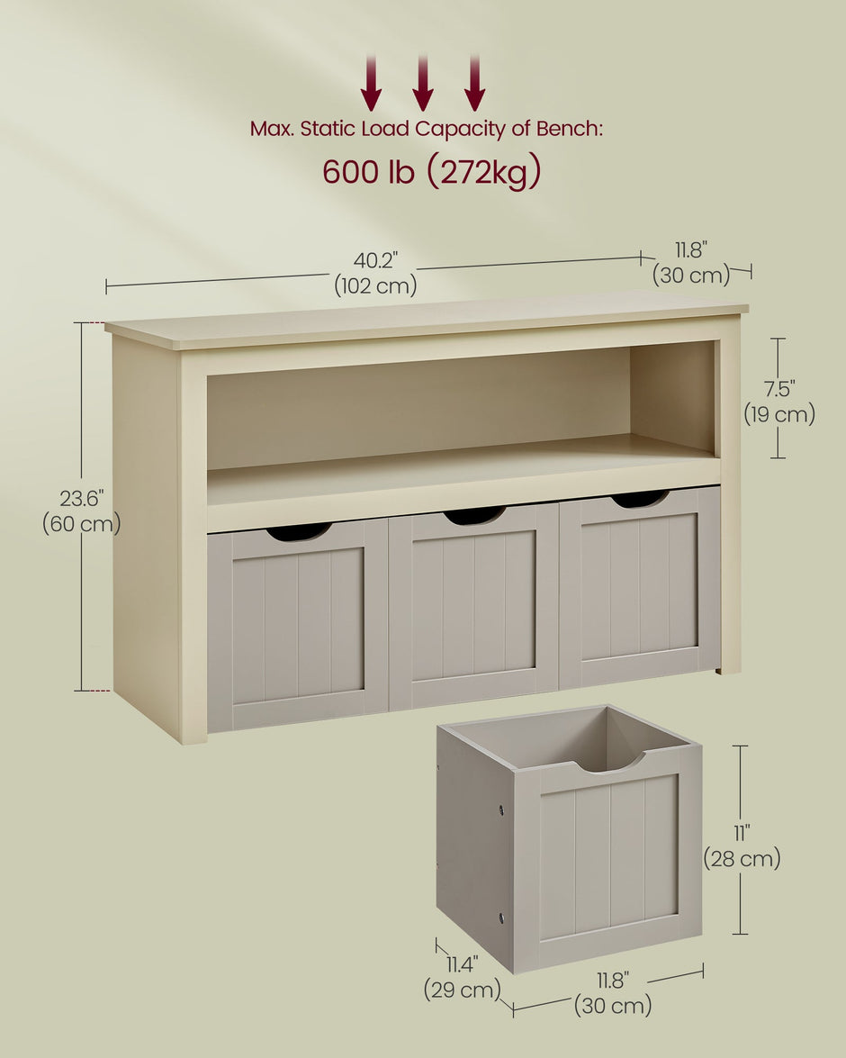 Toy Storage Unit – Engineered Wood – Sand Beige – Mobile Design with 3 Drawers