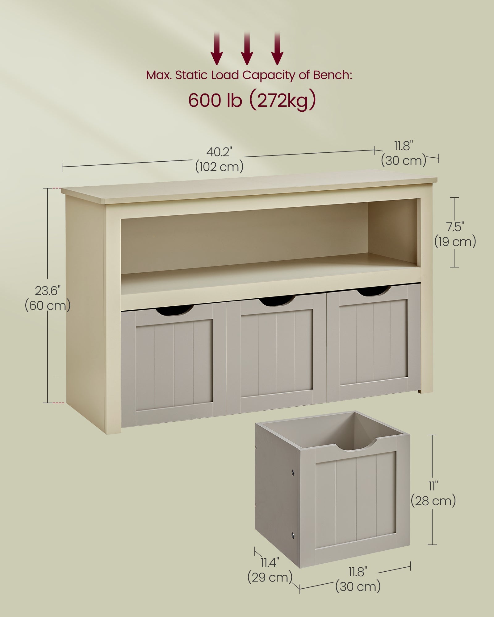 Toy Storage Unit – Wood – White – Mobile with 3 Drawers