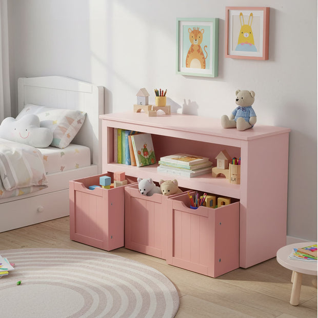 Toy Storage Cabinet – Engineered Wood – Laurel Green – Mobile with 3 Drawers