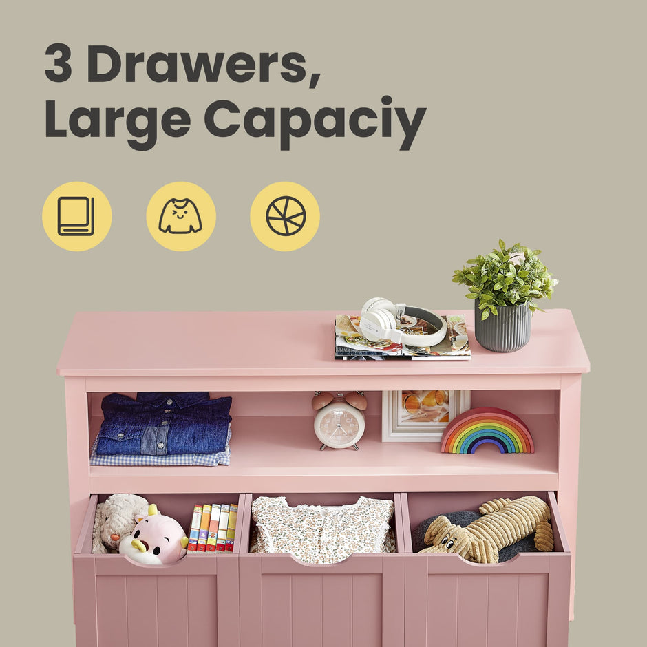 Toy Storage Cabinet – Engineered Wood – Laurel Green – Mobile with 3 Drawers