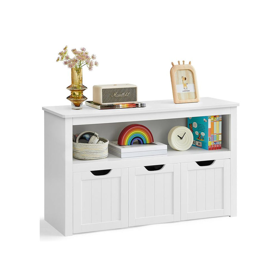 Toy Storage Unit – Wood – White – Mobile with 3 Drawers