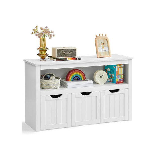 Toy Storage Unit – Wood – White – Mobile with 3 Drawers