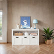 Toy Storage Cabinet – Engineered Wood – Laurel Green – Mobile with 3 Drawers