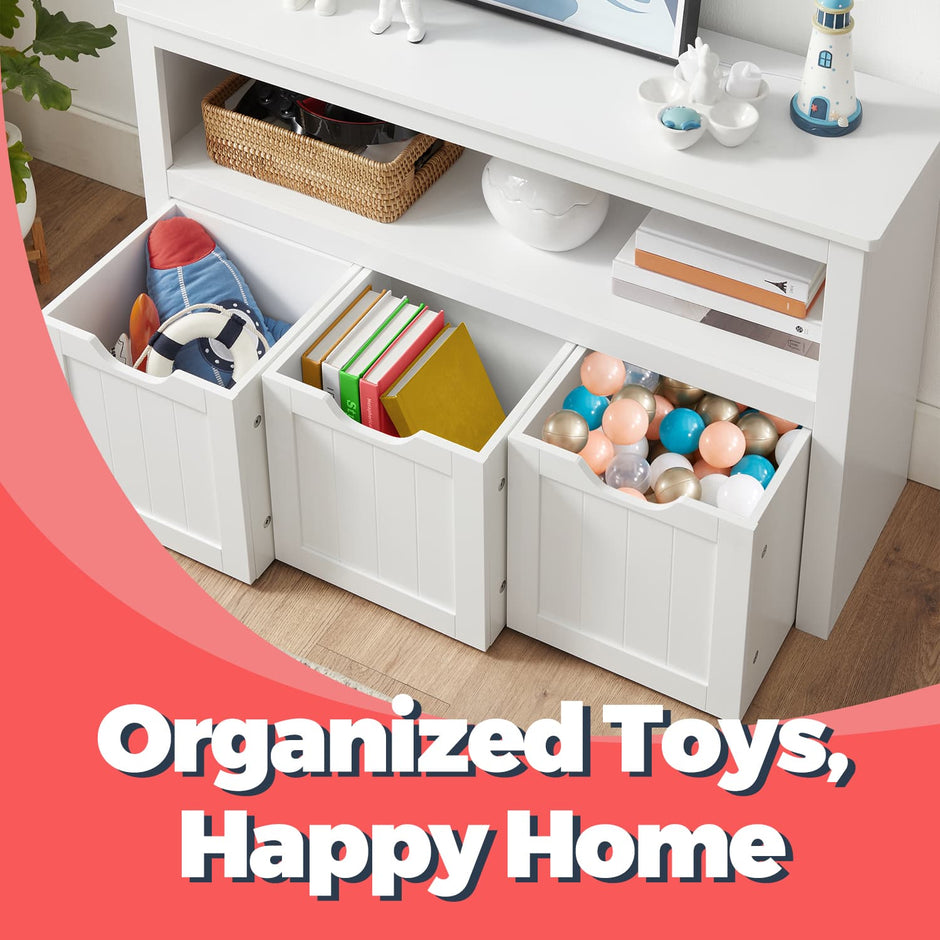 Toy Storage Cabinet – Engineered Wood – Laurel Green – Mobile with 3 Drawers