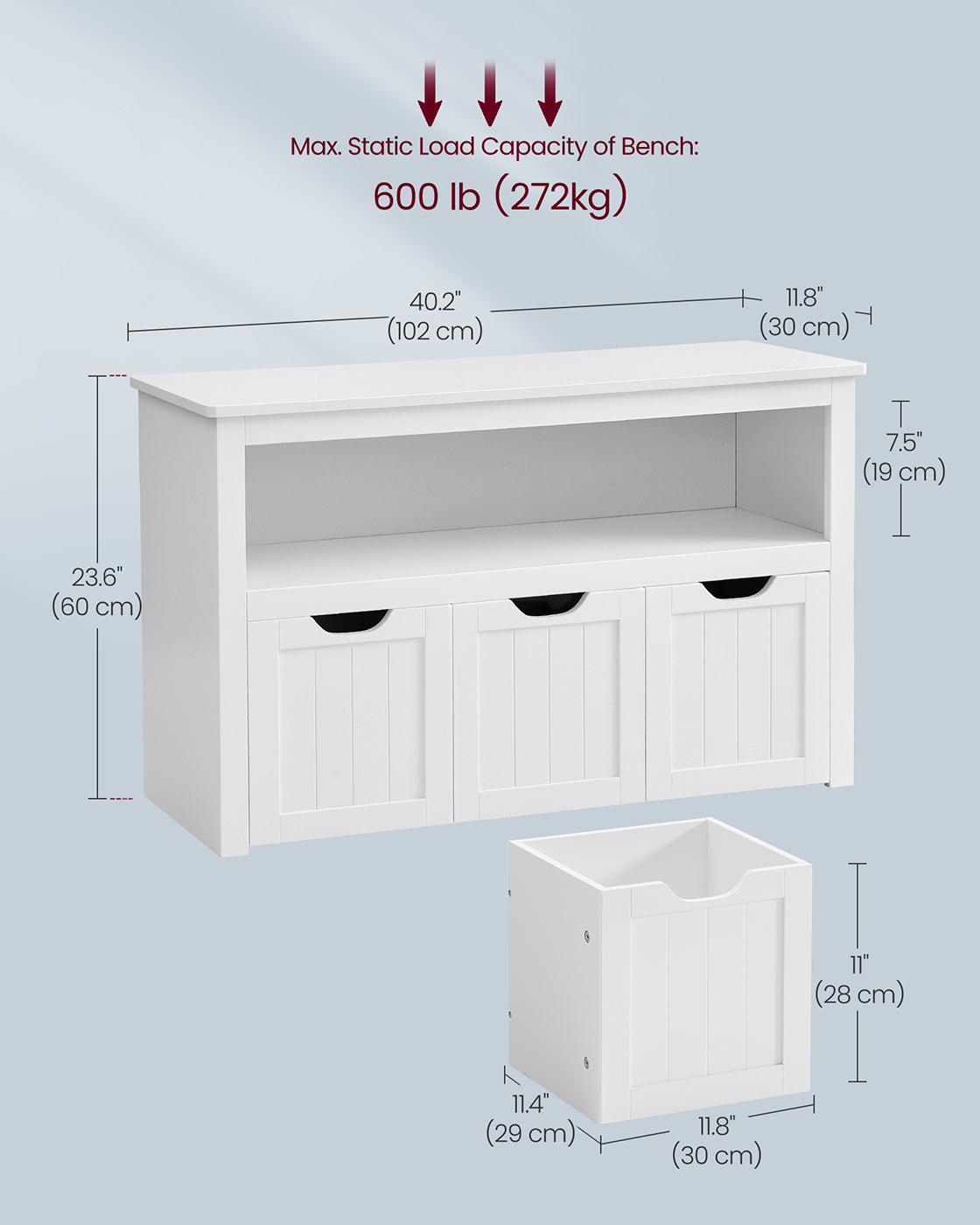 Toy Storage Unit – Wood – White – Mobile with 3 Drawers
