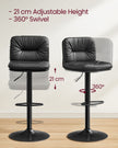 Bar Stools Set of 2 – PU – Adjustable – 360° Swivel with Backrest and Footrest
