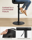 Bar Stools Set of 2 – PU – Adjustable – 360° Swivel with Backrest and Footrest