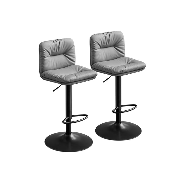 Bar Stools Set of 2 – PU – Adjustable – 360° Swivel with Backrest and Footrest