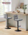 Bar Stools Set of 2 – PU – Adjustable – 360° Swivel with Backrest and Footrest