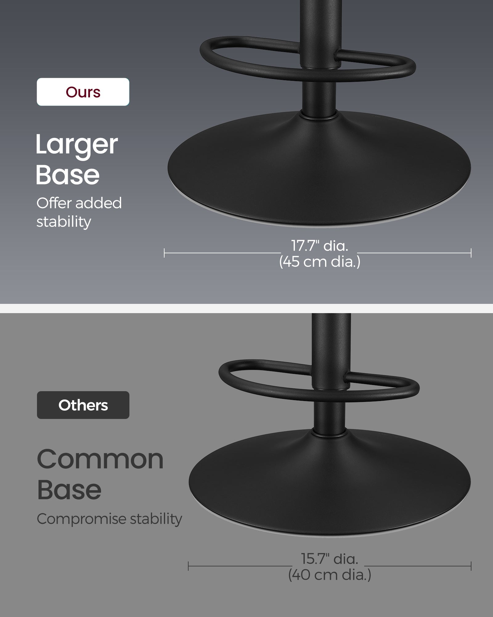 Set of 2 Height Adjustable Swivel Bar Stools – Synthetic Leather – Ink Black – Backrests and Footrests