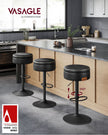Bar Stool – Synthetic Leather – Ink Black – 360° Swivel and Height Adjustable with Storage
