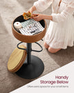 Bar Stool – Synthetic Leather – Caramel Brown – 360° Swivel and Height Adjustable with Storage