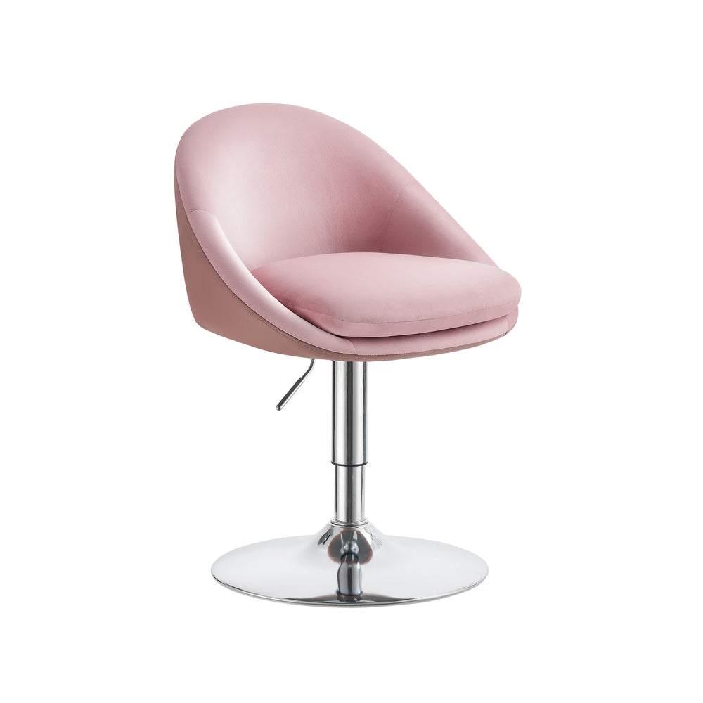 Adjustable Dressing Chair – Steel – Jelly Pink and Silver Grey – Swivel Stool with Backrest
