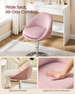 Adjustable Dressing Chair – Steel – Jelly Pink and Silver Grey – Swivel Stool with Backrest