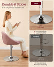 Adjustable Dressing Chair – Steel – Jelly Pink and Silver Grey – Swivel Stool with Backrest